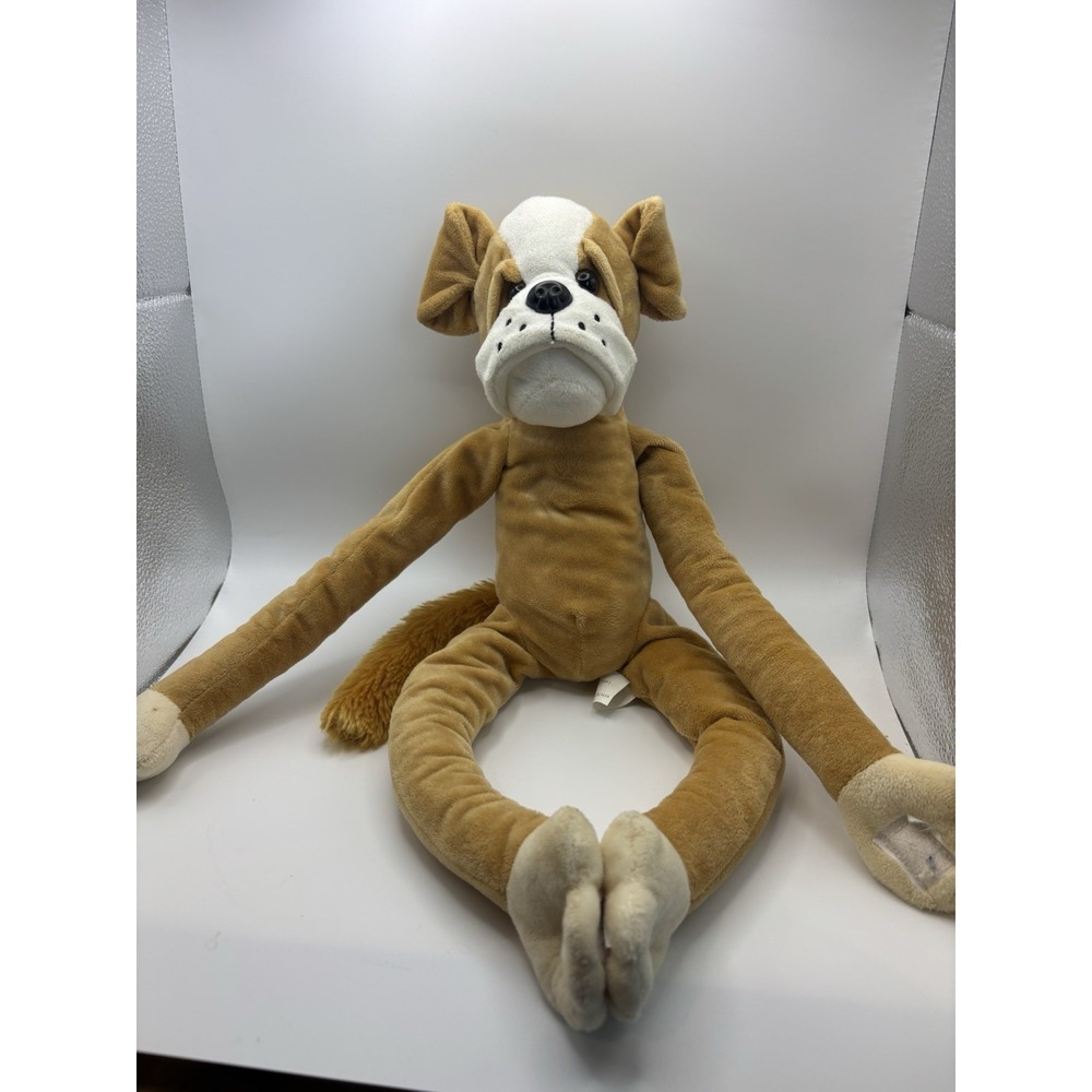 Fun Stuff Bulldog Hanging Plush Hugging Brown Hook Loop 17 Inch‎ Long Arms Legs